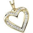 14K Yellow Gold Diamond Heart Pendant - 0.25 Ct.