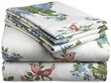 Pike Street 135-Gram Printed Flannel Queen Sheet Set, Songbirds
