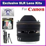 Sigma 10mm f/2.8 EX DC HSM Fisheye Lens for Canon Rebel XT XTi 350D 400D 50D XSI XS T1I T2I 5D 10D 20D 30D 450D 1000D Includes 7 Year Warranty + Extras