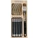 Black Handles Laguiole Verdier Heavy Duty Boxed Set of 6 Forks, 3 different handles