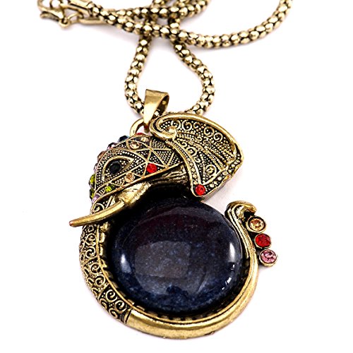 Lanqniqi Retro Fashion Bronze Pearl Peacock Elephant carp heart shaped retro Necklace Chain Wonderful gif