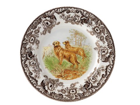 Spode Woodland Hunting Dogs Golden Retriever Salad Plate