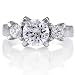 Sterling Silver 3-Stone Cubic Zirconia CZ Ring - Women's Engagement Wedding Ring Size 8 image 1