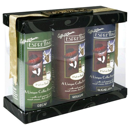 Caffe D'Amore Espressimo Coffee Beverage Mix, 10-Ounce Canisters, 3-Count Gift Set