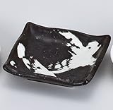 黒地白刷毛小角皿 5個組 【美濃焼 小皿】 〔キャッシュバックキャンペーン対象商品〕