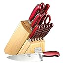Hampton Forge 14 Piece Signature Argentum Cutlery Block Set, Metallic/Red
