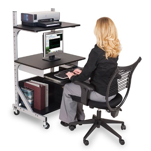 StandUp or SitDown Workstation Black Laminate/Gray Paint