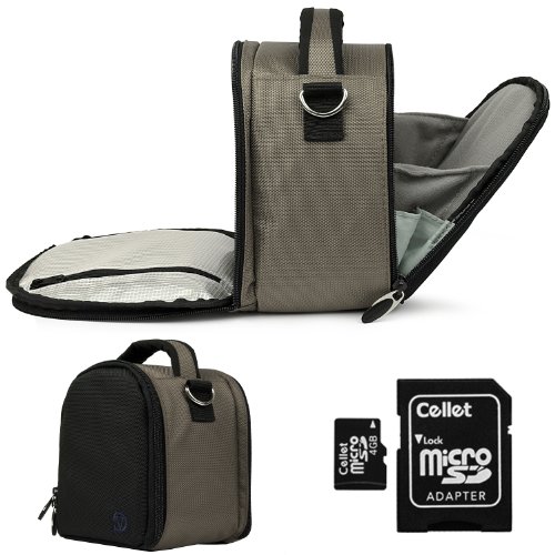 GRAY Slim Compact Protective Travel Digital Camera Carrying Case with Accessory Compartment For Nikon DSLR SLR Professional Cameras (See Interior Dimensions) + Includes a 4GB Micro SD Card with SD Adaptor