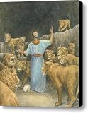 Daniel Praying in Lion's Den Canvas Print / Canvas Art - Artist Robert Casilla