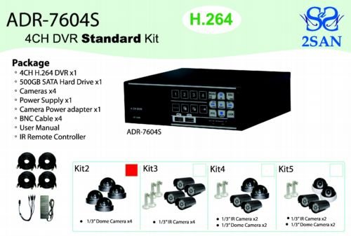 2SAN ADR-7604S 4CH DVR + 4 Dome Camera Surveillance Kit # 2