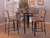 5pc Counter Height Dining Table & Stools Set Antique Brown Finish