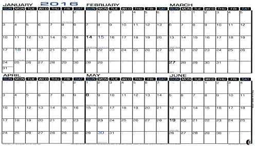 42" x 48" Jumbo Wet Erase - Yearly 2016 Wall Calendar - 2 Part Laminated Planner (4248-16)