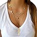 SUNNOW® Women's Bohemian Beaded Turquoise Feather Tassel Alloy Pendant Multilayer Necklace (Gold)