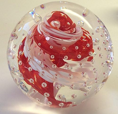 Boise Art Glass Round Tornado Paperweight 3.5" (red)