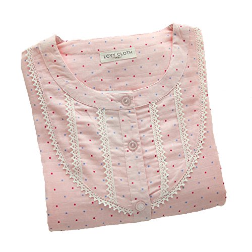 (エスライフ)S-Life レディース 二重ガーゼ 長袖 前開き パジャマ 上下セット ドット柄