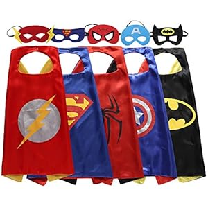 Zaleny Superhero Dress Up Costumes 5 Satin Capes with Felt Masks