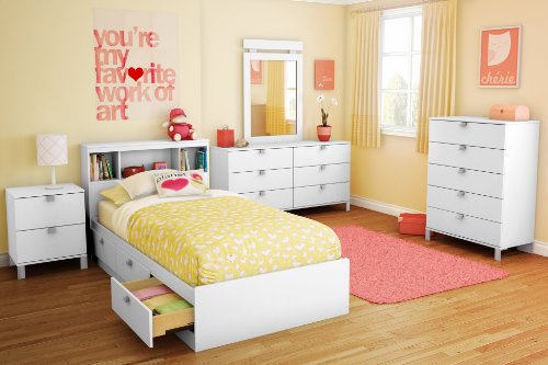 South Shore Spark Collection Twin Mates Bed, Pure White