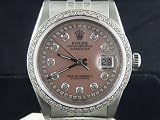 Rolex Men ss Pink String Datejust Watch 100+ Diamond