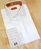Steven Land Solid Cream/Brown Pinstripes 100% Cotton Shirt