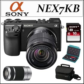 Sony DSLR NEX7KB 24.3MP Digital SLR Camera & 18-55MM Zoom Lens + DSLR Sel 55-210MM Nex System Zoom Lens + Accessory Kit