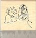 Trick or Treat Halloween Mice in Cat Costume Rubber Stamp