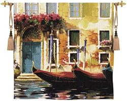 Venetian Gondolas I Tapestry Wallhanging Comes With Wall Hanging Rod and Tassels