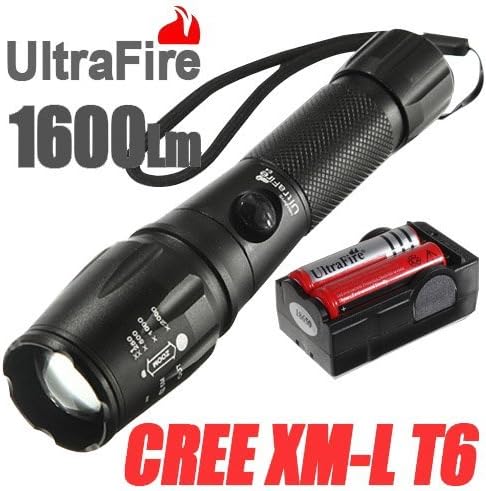 iiMash® UltraFire 1600LM CREE XML T6 LED Flashlight ZOOMABLE AAA/18650 Battery Charger SET