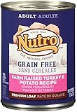 NUTRO Adult Grain Free Farm Raised Turkey and Potato Recipe Premium Loaf Canned Dog Food (Pack of 12)