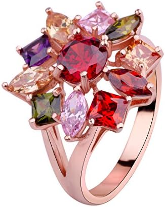 Bamoer Black Friday Christmas Rings Big Promotion!! Women Ladies18 K Gold Plated Colorful Zircon Rings Engagement Wedding Rings Fashion Jewelry Ring Christmas Decoration (7)