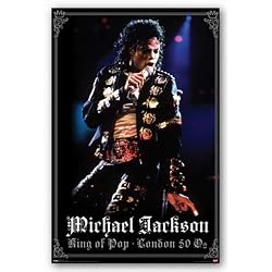 Michael Jackson Commerative Poster King of Pop London Wearing Black with Gold Suit RP5234 22x34