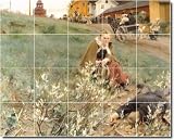 Anders Zorn Garden Backsplash Tile Mural 16 | 17x21.25 using (20) 4.25x4.25 tiles