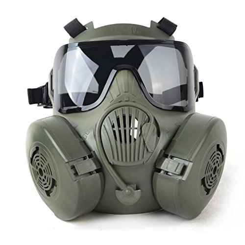 Coxeer M50 Airsoft Mask Full Face Skull CS Mask With Fan (Green)