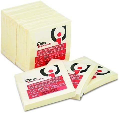 Office Impressions Self-Stick Notes, 3 x 3 Inches, Yellow, 100 Sheets per Pad (12 Pads per Pack) (82327) by Office Impressions