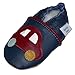 Dotty Fish Soft Sole Leather Infant Shoes Boys pre-Walkers. Navy with Red Car. 12-18 Months