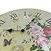 HIPPIH Silent Round Wall Clocks (12 Inches) Living Room Decorative Vintage/Country/French Style Wooden Clock(Round Flower)