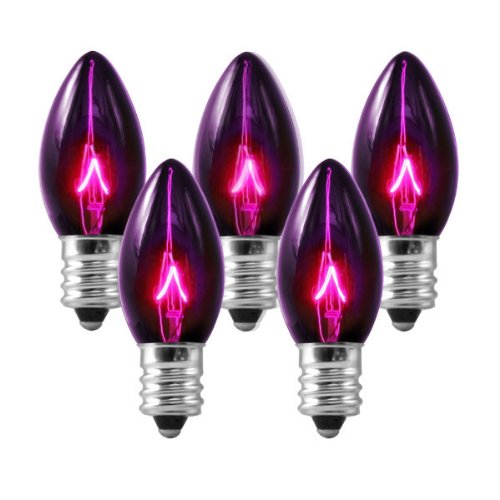 C7 - Transparent Purple - Double Dipped - 5 Watt - Candelabra Base - Christmas Lights - 25 Pack