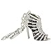 EVER FAITH® Silver-Tone Sexy High Heel Austrian Crystal Black Enamel Keychain