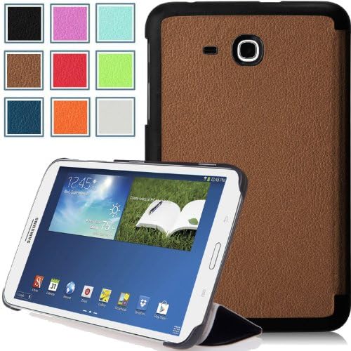 Pellem 2014SABR Case for Samsung Galaxy Tab 3 Lite Case - Ultra Slim Lightweight Smart Cover Stand Case for Samsung Galaxy Tab 3 Lite 7 Inch Android 2014 Edition Tablet, Brown