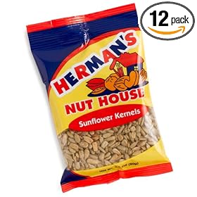 Herman's Nut House Roasted & Salted Sunflower Kernels, 3.5-Ounce Bags (Pack of 12)