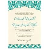 Hollywood Teal On Champagne Wedding Invitations
