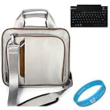 Brown Pinn Shoulder Bag Carry Case for Toshiba Thrive 10.1 Inch Tablet At105-T108 + Sumaclife Wireless Bluetooth Keyboard + SumacLife TM Wisdom*Courage Wristband