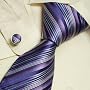 Purple striped tie for men blue stripes great gift mens handmade silk ties cufflinks set 5013