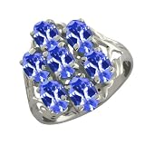 3.15 Ct Oval Blue Tanzanite Sterling Silver Ring