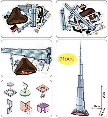 Rctoyer Kids 3D Stereoscopic Puzzle Jigsaw Bugj Khalifa Tower Fancy Toy