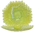 Colorful Recycled Art Glass Large Banana Yellow Sunburst Chip and Dip Set 17.5"D