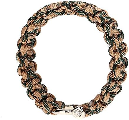 1Pc 9Inch Outdoor Camping Survival Bracelet Quick Release Emergency Paracord Parachute Cord With U Buckle - Woodland Camo