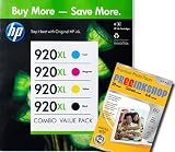 HP 920XL Multipack - Lot de 4 cartouches d'encre pour HP Officejet 6000 6500 6500a 7000 7500a (noir, cyan, magenta, jaune) + Premium Glossy Photo Papier - 4x6 - 20 feuilles
