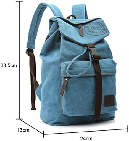 Lifebe BG Vintage Canvas Leather Schoolbag Laptop Backpack Rucksack (Blue)