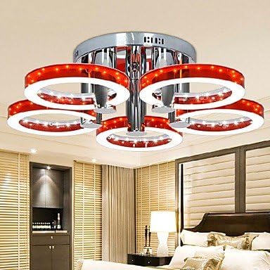 90W Modern LED Red Acrylic Chandelier with 5 lights (Chrome Finish) , 90-240V