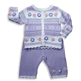 Hartstrings Baby - Newborn Girls Long Sleeve Sweater Set, Lavender, Pink, White